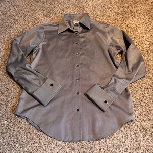 Brooks Brothers Women’s Silver Grey/Black Dress Shirt with French Cuffs- 10
